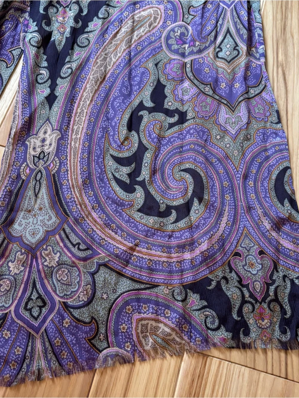 Lauren Ralph Lauren Silk Purple Multicolor Paisley Patterned Scarf